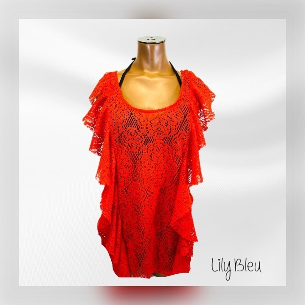 👙 LILY BLEU || Ruffle Front Knit Beach Cover-Up-